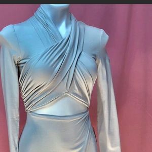 Tiger Mist asymmetrical mini dress in gray. Size S